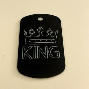 New KING crown hand engraved dog tag military style cool hip hop design bro men
